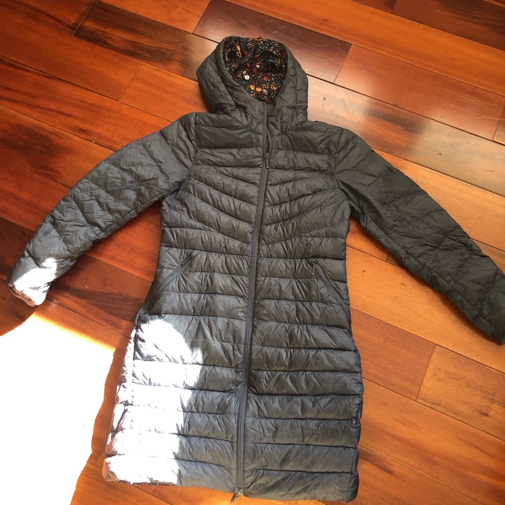Lands' End Women's Puffer Coat - Dark Gray reversible size 2/4 XS